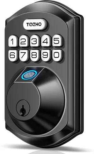 TEEHO TE002 Cerradura de Puerta con Huella Dactilar - Cerradura de Puerta de Entrada sin Llave - Pestillo Electrónico con Teclado - Cerraduras