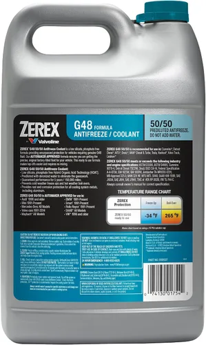 Miniatura 5 de Valvoline Zerex G48 - Anticongelante/refrigerante listo para usar 50/50 sin silicato/fosfato de bajo contenido, 1 GA, caja de 6