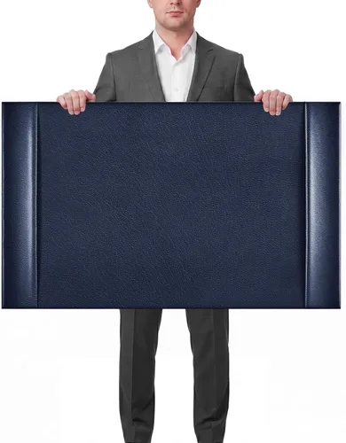 Miniatura 11 de Protector de Escritorio de Cuero 30" x 18" Almohadilla de Escritorio de Cuero con Rieles Laterales Tapete de Escritorio para Oficina Hogar Lugar