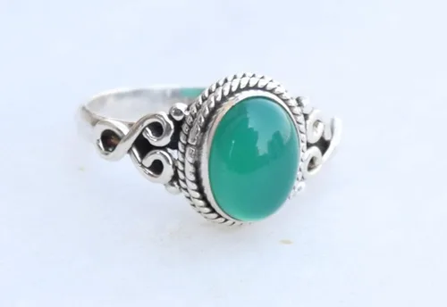 Miniatura 5 de Avicrafts Anillo de plata de ley 925 con piedra de ónix verde, para mujer, hecho a mano, joyería de Navidad, regalo para ella