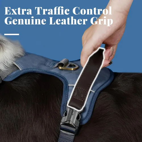 Miniatura 5 de Arnés para perro sin tirones de tamaño pequeño, elegante chaleco de piel sintética con asa de fácil control, clip frontal sin estrangulamiento con 2