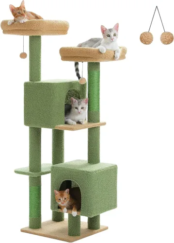 Miniatura 20 de PEQULTI Árbol para gatos de interior de 71 pulgadas con hamaca grande, torre alta para gatos grandes con condominio para 2 gatos, 2 perchas