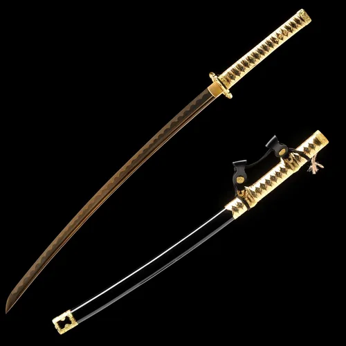 Miniatura 9 de 40.6 pulgadas de acero de alto carbono al horno dragón de oro japonés Katana Samurai Espada Full Tang jian