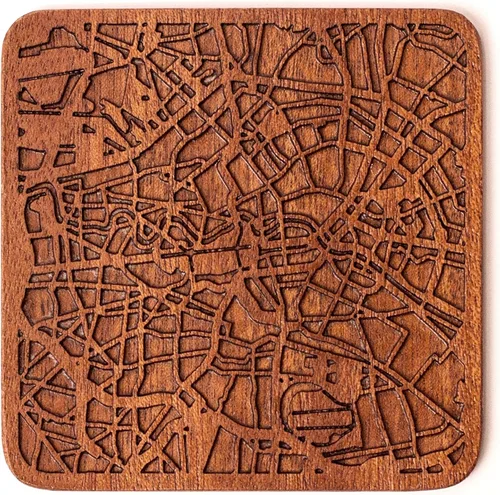 Miniatura 112 de Posavasos Amsterdam Map by O3 Design Studio, 1 pieza, posavasos de madera Sapele con mapa de la ciudad, hecho a mano, varias ciudades opcionales