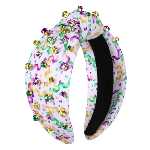 Miniatura 11 de PHALIN Diadema de Mardi Gras para mujer, accesorios de carnaval de Mardi Gras, corona de flor de lis, diadema con diamantes de imitación y perlas