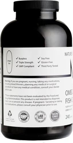 Miniatura 8 de Aceite de pescado omega-3 de triple fuerza 4200 mg – 1200 mg EPA + 900 mg DHA Cápsulas blandas sin eructos de alta potencia Aceite de pescado