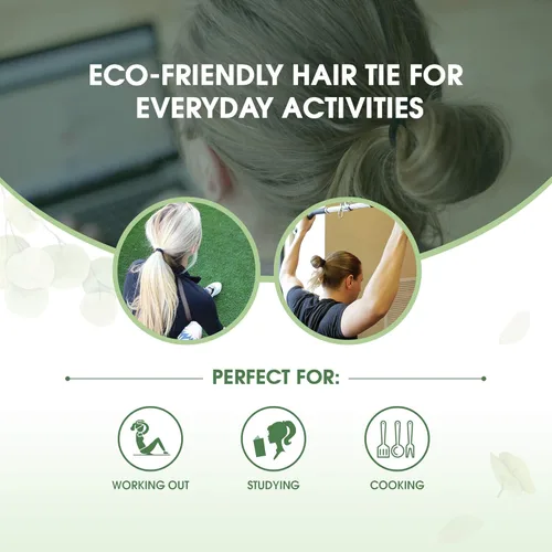 Miniatura 4 de BIODEGRADABLE - Lazos elásticos para el cabello para mujeres y hombres, orgánicos, sin arrugas, ligas negras para cola de caballo y coletas
