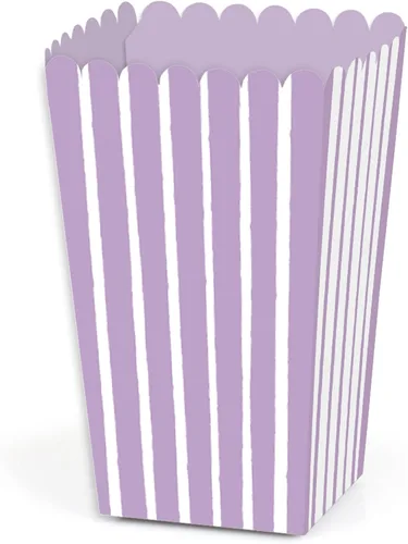 Big Dot of Happiness Purple Stripes - Cajas de palomitas de maíz simples para recuerdos de fiesta, juego de 12 Púrpura