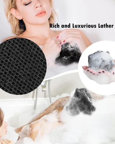 Miniatura 5 de 6 esponjas de red exfoliantes africanas, esponja de baño de 33 pulgadas de largo, red de limpieza corporal para la espalda y la piel, uso diario