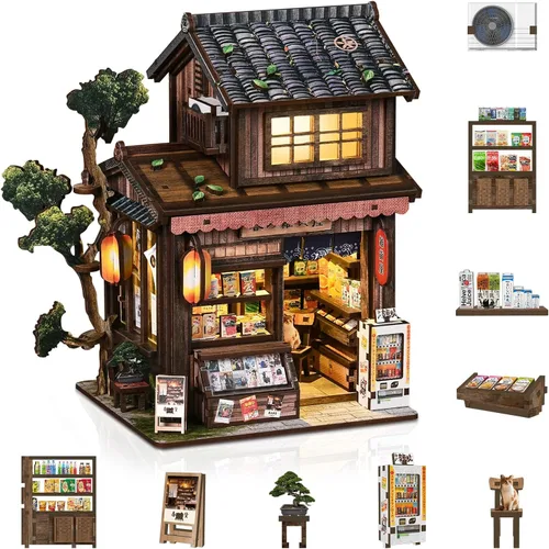 Miniatura 10 de Green House - Kit de rincón de libro - Rompecabezas de madera 3D en miniatura de jardín de café, decoración de estantería para adultos