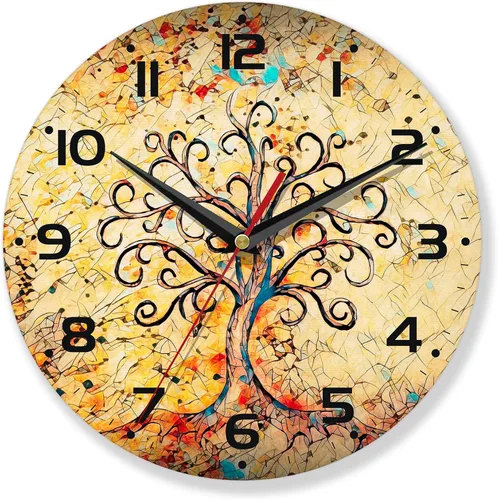 Reloj de pared vintage, funciona con pilas, reloj de árbol para sala de estar, dormitorio, baño, cocina, 10 pulgadas Árbol de la vida vintage