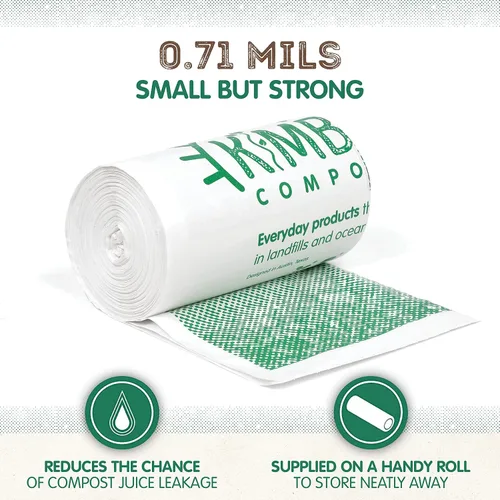 Miniatura 2 de KC's - Bolsas de basura biodegradables pequeñas compostables de 3 galones, 25 unidades Bolsas de compost desechables extra duraderas con cierre