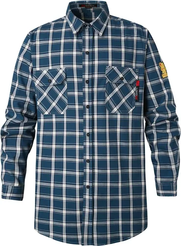 Miniatura 12 de SKSAFETY Camisas FR de 7 oz para hombres, Camisa de Soldadura Hi Vis Resistente a las Llamas 100% Algodón Retardante de Fuego Camisa de Manga Larga