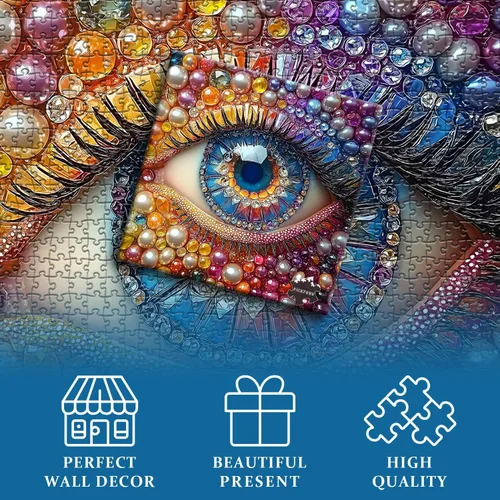 Miniatura 6 de Impossible Puzzles para adultos de 1000 piezas, diseño de diamantes de cristal degradado colorido de ojos con temática de arte abstracto, difícil