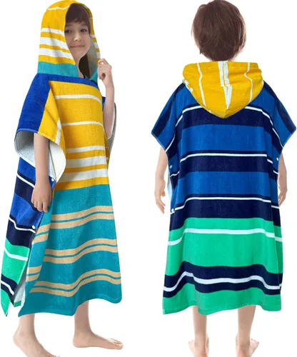 Miniatura 7 de Toallas tipo poncho con capucha para niños pequeños, de gran tamaño (2-4 años, 22 x 22 pulgadas), hechas de 100% algodón suave, toallas absorbentes