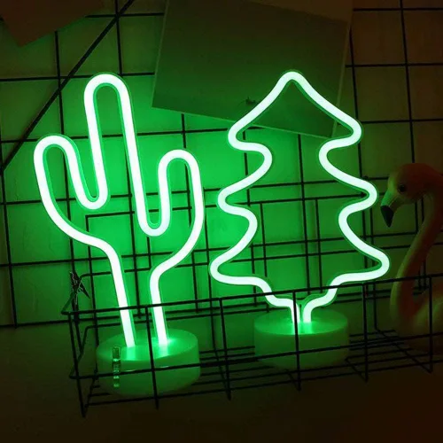 Miniatura 3 de LINJIA Letrero de neón, luz nocturna LED con base USB/batería, luces de neón de cactus con base, para decoración de dormitorio, sala de juegos, bar