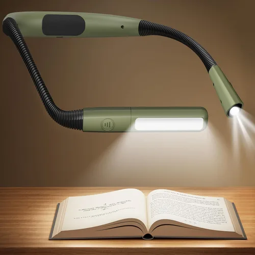 Miniatura 11 de Glocusent Luz de cuello flexible, 100 horas de luz recargable de larga duración, 5 colores y luz de lectura con atenuación continua, luces de libro