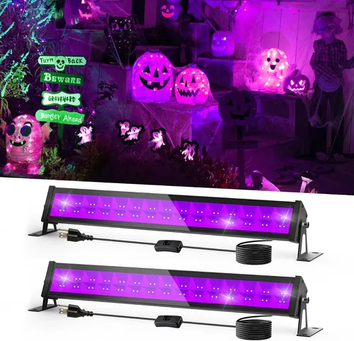 Miniatura 8 de T-SUN Luces negras recargables, luces negras alimentadas por batería para fiesta brillante, pesca, luz negra inalámbrica, luz ultravioleta