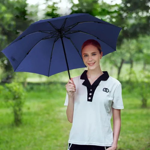 Miniatura 9 de LANBRELLA Paraguas plegable inverso compacto paraguas de viaje a prueba de viento automático