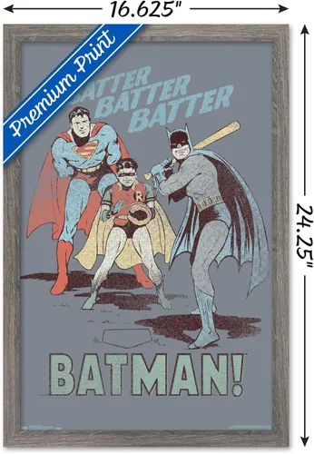 Miniatura 3 de Trends International DC Comics - Póster de Batman - Robin - Superman - Batter Wall Poster, 14.725 x 22.375 pulgadas, versión enmarcada de madera