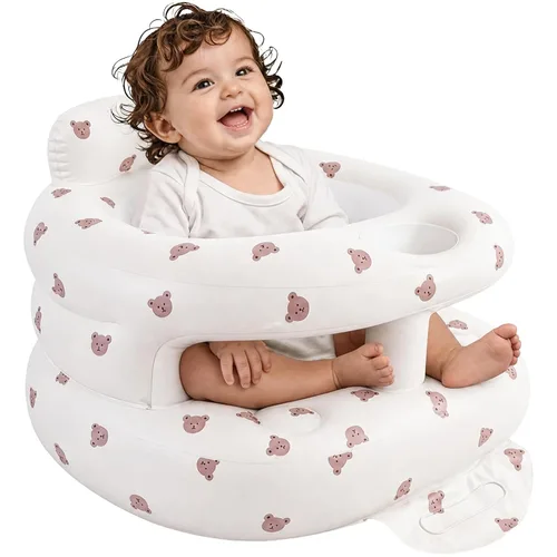 Asiento inflable para bebé de 3 a 36 meses, silla de bebé con cerca y bomba de aire incorporada, asiento de piso inflable para bebé con soporte para