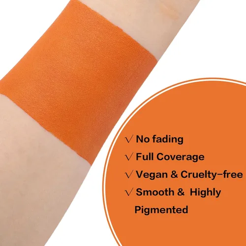 Miniatura 4 de BADCOLOR Barra de pintura naranja para la cara y el cuerpo, crema mezclable para ojos negros de cuerpo completo, maquillaje para Halloween, SFX