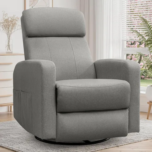 Miniatura 15 de Korser Sillas reclinables eléctricas giratorias para adultos, mecedora eléctrica para guardería, silla reclinable con bolsillo lateral clasificado