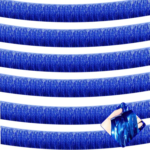 Miniatura 29 de Paquete de 10 unidades de guirnalda de flecos de papel de aluminio de 10 pies con lentejuelas metálicas, bandera para colgar en la pared, telón