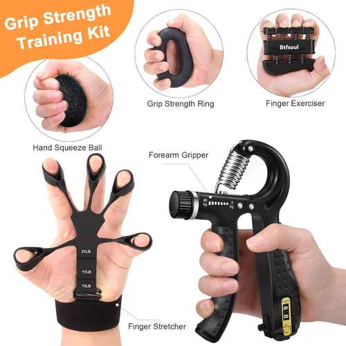 Miniatura 2 de Kit de entrenamiento de fuerza de agarre con fortalecedor de agarre de mano, ejercitador de dedos, anillo de entrenamiento de antebrazo, estirador