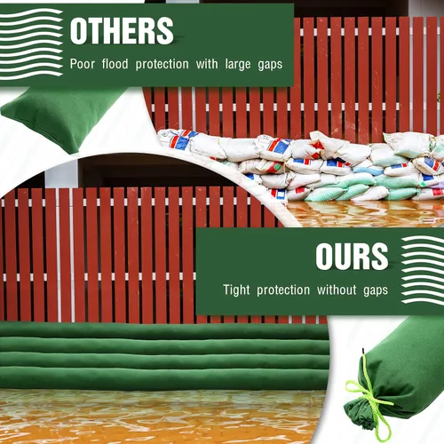 Miniatura 7 de Threan 4 Piezas Sacos de Arena Largos de Lona para Inundaciones Bolsas de Tubo de Arena Protección contra Inundaciones Engrosadas Reutilizables