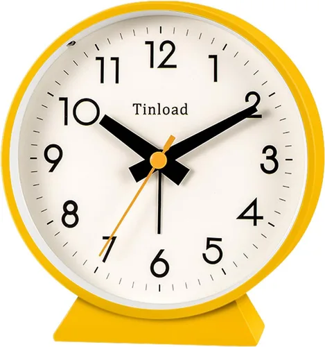Miniatura 9 de Tinload Reloj despertador analógico retro antiguo de 4.5 pulgadas, funciona con pilas, pequeño reloj silencioso de mesita de noche, iluminado bajo
