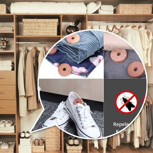 Miniatura 5 de Bloques de cedro para almacenamiento de ropa, 24 anillos de cedro 100% natural Ambientador de armario y cajón para almacenamiento de armario