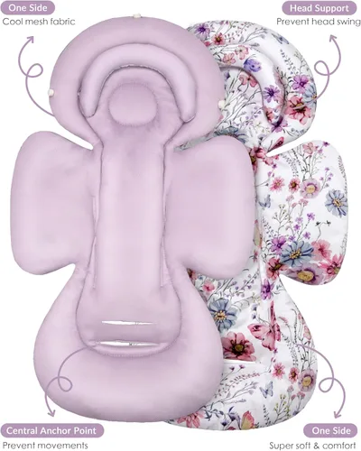 Miniatura 8 de TinlyFinly inserto de asiento de coche para bebé con almohadilla extra para prematuros a niños pequeños, inserto reversible para asiento de coche