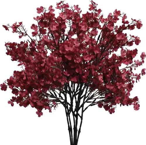 Miniatura 22 de Mandy's 6 paquetes de flores artificiales de aliento de bebé beige marrón 18.5 Inch Silk Gypsophila European Style Modern Home Decor Centerpiece