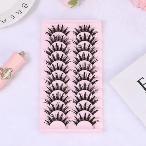 Miniatura 7 de 10 pares de pestañas de manga de aspecto húmedo, efecto ojo de gato, extensión de pestañas de visón puntiagudas, estilo japonés para cosplay, A03