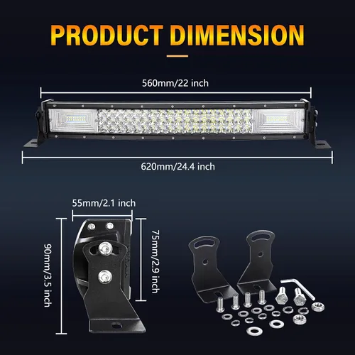 Miniatura 2 de AUXTINGS 22 inch Curved LED Light Bar with Remote Controller Wiring Harness,270W Triple Row Spot Flood Beam,Strobe Flash Work Light Driving