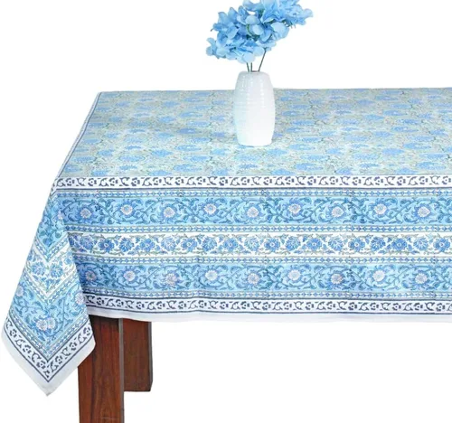Miniatura 17 de Ridhi Mantel rectangular de algodón con estampado de bloque a mano amarillo mostaza, 102 x 48 pulgadas, reutilizable, decorativo para uso diario