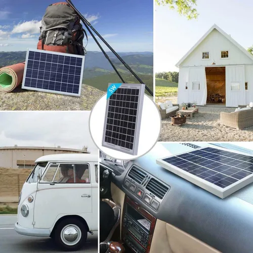 Miniatura 5 de Panel solar de 5 W de alta eficiencia 12 V, cargador solar portátil para dispositivos pequeños, módulo fotovoltaico monocristalino, luces LED