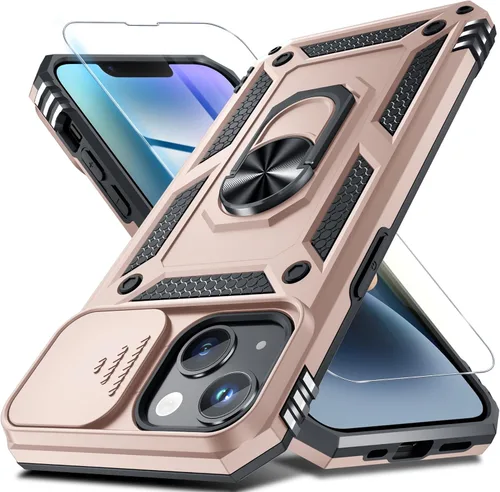 Miniatura 102 de Janmitta - Funda para iPhone 14 Pro con cubierta deslizante para lente de cámara incorporada + protector de pantalla, funda de cuerpo completo