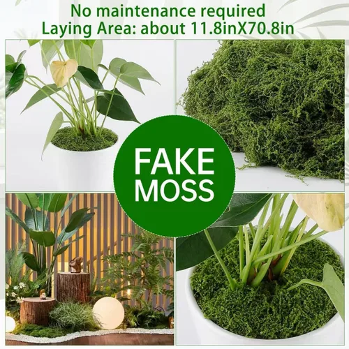 Miniatura 2 de Musgo artificial para manualidades, musgo verde falso de 10.6 onzas para plantas en maceta, decoración de bricolaje, paredes, centros de mesa, Verde