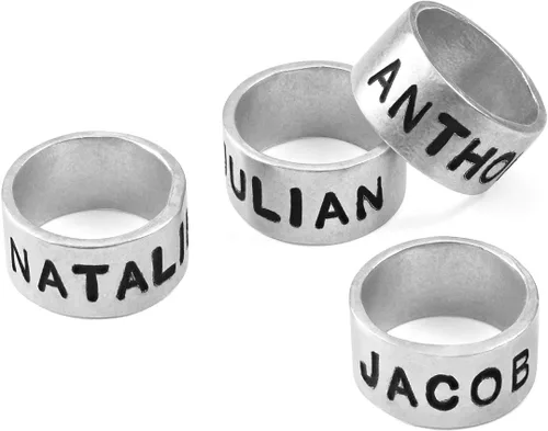 Miniatura 6 de Cuentas individuales grabadas personalizadas hechas a mano para hombres de cuero/cera de algodón pulsera en plata de ley 925 - Kit de cuentas