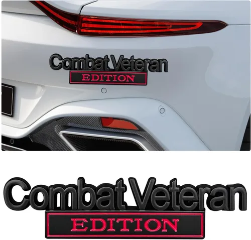Ziciner Emblema Edición Veterano de Combate, Insignia de Metal 3D Elevado para Guardabarros de Coche con Adhesivo Fuerte, Pegatina Universal de