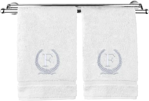 Miniatura 85 de Toalla de mano con monograma, regalo personalizado, 16 x 30 pulgadas, diseño de corona dorada bordada con letra blanca en toalla negra, extra
