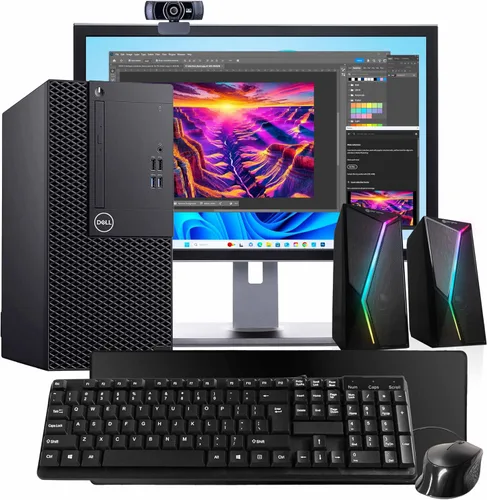 Dell OptiPlex 3070 Tower Intel Core i5 9ª generación Hexa-Core, 16 GB DDR4 RAM, SSD de 1 TB, GPU Quadro P620 de 2 GB, altavoces RGB, cámara web,
