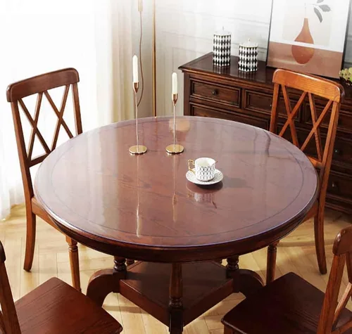 Miniatura 5 de Mantel redondo de plástico transparente para mesa, cubierta circular para muebles, vinilo impermeable, lavable, PVC, resistente al calor