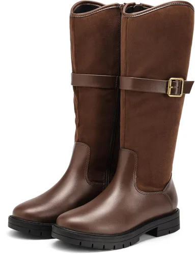 Miniatura 3 de DREAM PAIRS Botas de equitación de moda con hebilla alta hasta la rodilla para niñas