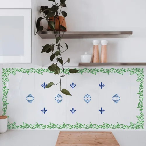 Miniatura 8 de INFUNLY 4 plantillas de esquina para pintar, plantillas de borde de flores vintage, plantilla cuadrada grande de azulejos de encaje, plantillas