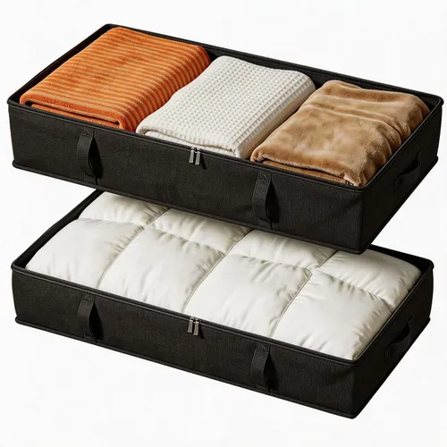 Miniatura 11 de Vailando Contenedores de almacenamiento para debajo de la cama, 6 pulgadas de alto y 60 litros debajo de la cama con asas resistentes y paredes