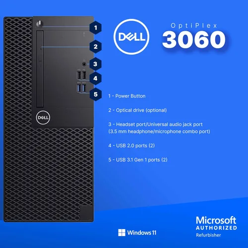 Miniatura 6 de Dell OptiPlex 3060 Tower PC Intel Core i5-8500 32 GB RAM NVME M.2 de 250 GB + SSD de 1 TB Nvidia RX 550 4GB Windows 11 Pro AX200 WiFi 6