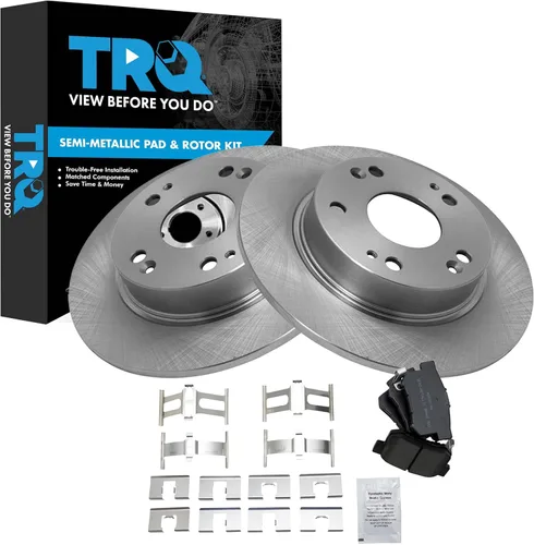 Miniatura 55 de TRQ Juego de pastillas de freno semimetálicas traseras y rotores compatibles con Chevrolet Trailblazer 02-06 Trailblazer EXT 04-06 SSR 02-07 GMC